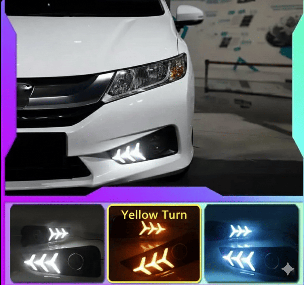 LED DRL Fog Lamp with Turn Signal for Honda City/Grace 2015–2017 (1 Pair)