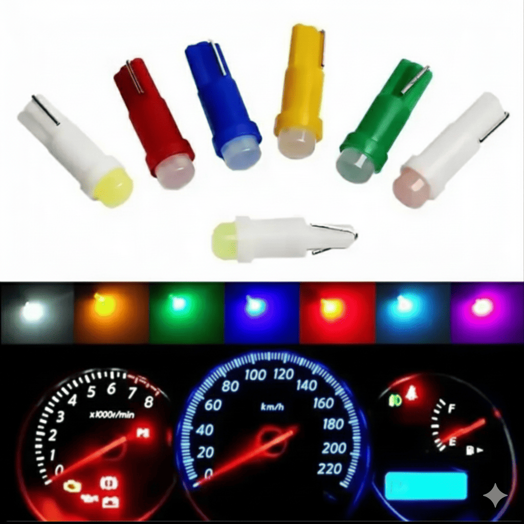 10Pcs T5 COB LED Car Instrument Dashboard Lights – 12V Super Bright