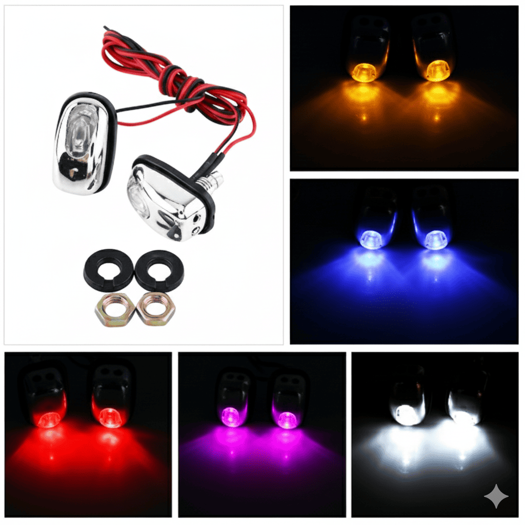 2Pcs Windshield LED Wiper Jet Lights – 7-Color Decorative Spray Nozzle Kit