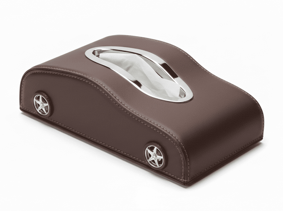 Car Shape PU Leather Tissue Box – Universal Car Interior Organizer